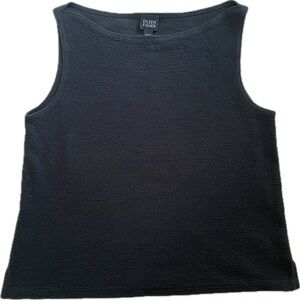 Eileen Fisher Textured Cotton Black Tank Small